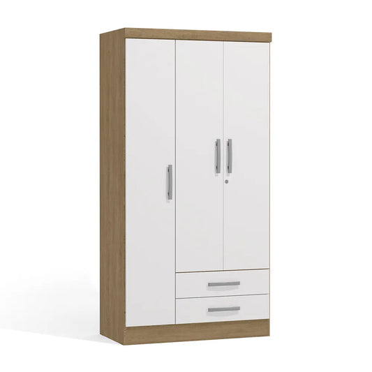 Ropero Ema 3 Puertas 2 Cajones MDP Maple/Blanco Kappesberg